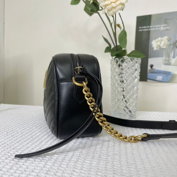 【12期0利率】GUCCI Marmont 相機包黑金【95成新】 