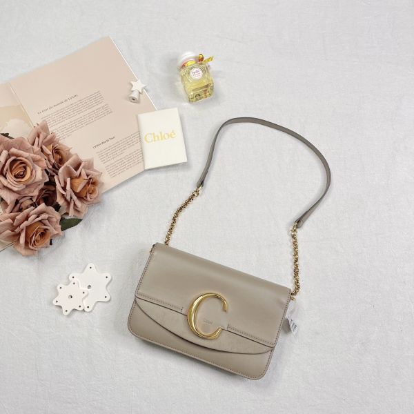 【12期0利率】CHLOE clutch c bag奶茶色【95成新】 