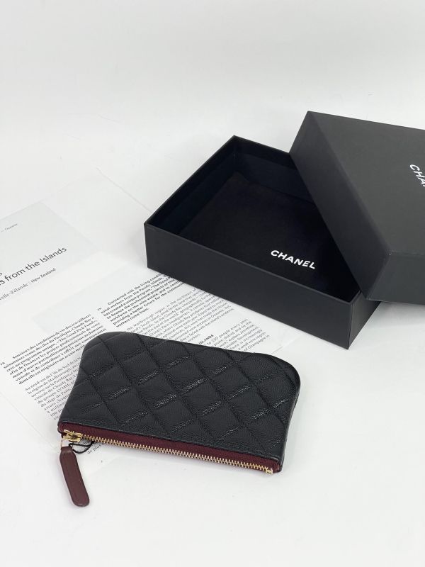 【95成新】Chanel 一字零錢包 淡金扣 