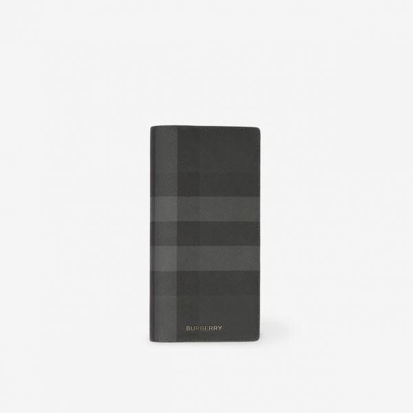 【12期0利率】BURBERRY 炭灰格紋對開長夾【全新品】 