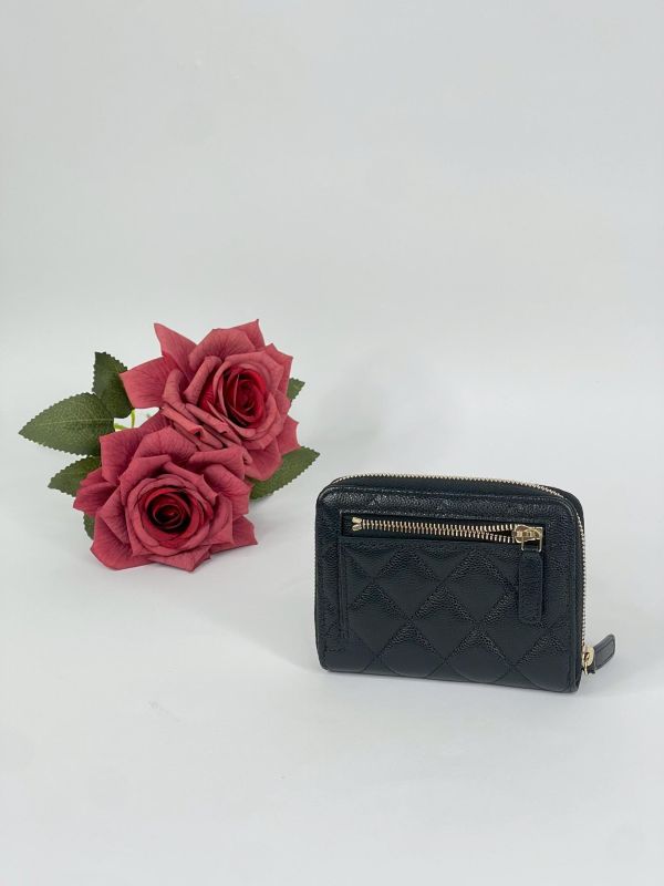 【全新品】CHANEL 魚子醬拉鍊對開短夾 