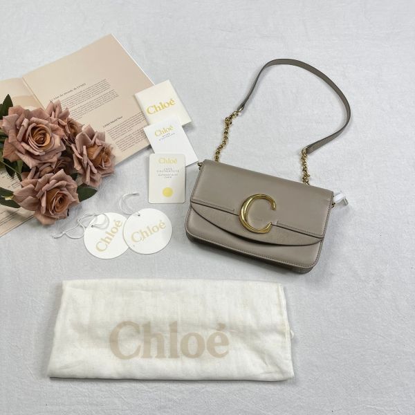 【12期0利率】CHLOE clutch c bag奶茶色【95成新】 