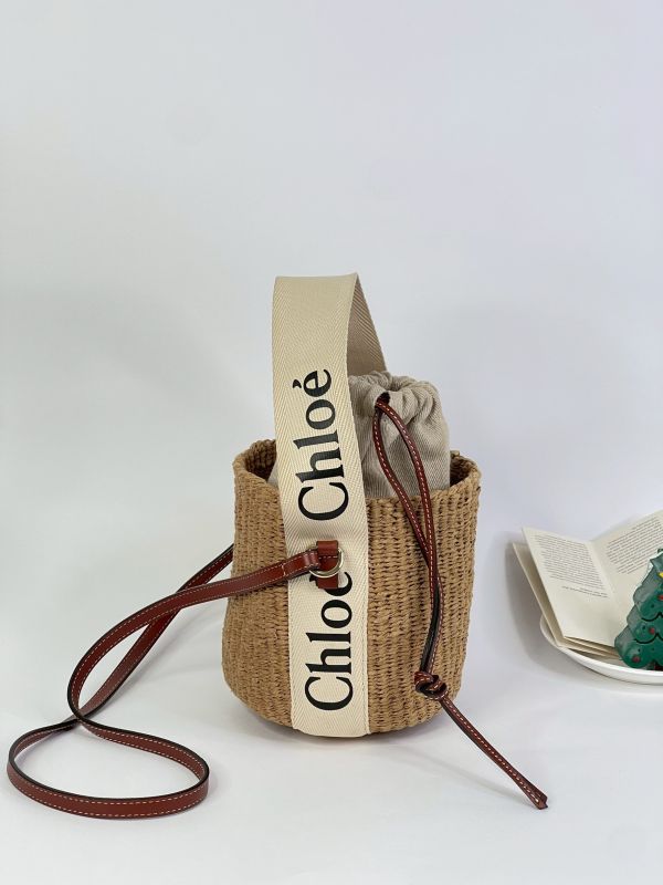 【分期0利率】Chloe 草編束口圓筒包【9成新】 