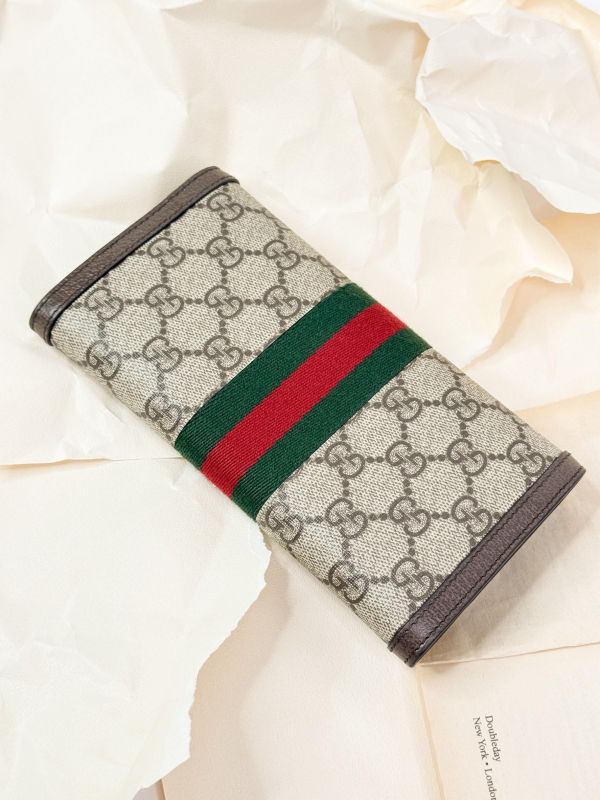 【95成新】GUCCI OPHIDIA 織帶扣式信封長夾 