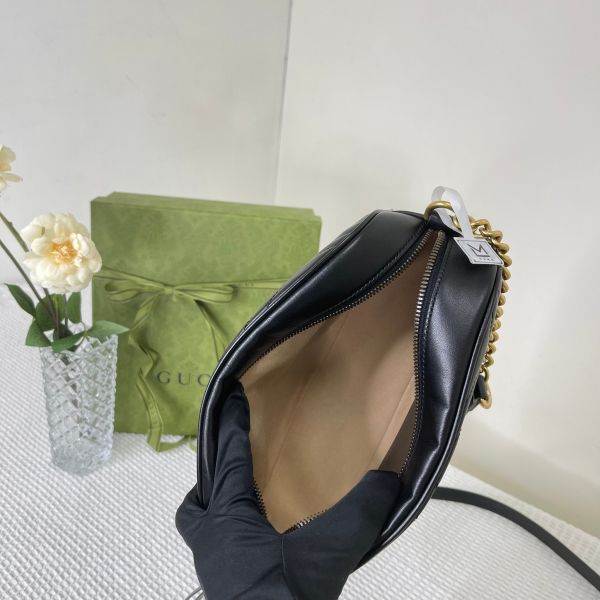 【12期0利率】GUCCI Marmont 相機包黑金【95成新】 