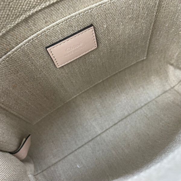 【12期0利率】【現金價】Chloé 背帶款小號Woody Tote Bag 灰粉色 