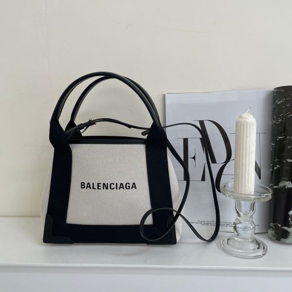 【12期0利率】【全新品】BALENCIAGA 巴黎世家 NAVY CABAS 帆布手提包 / 子母包 XS 號 【現金價】 