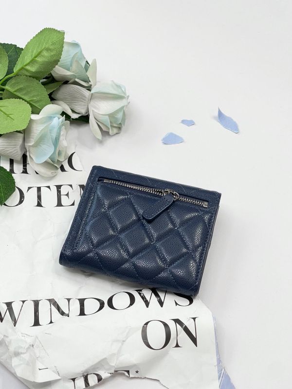 【未使用閒置品】CHANEL COCO 背面拉鍊三折短夾 