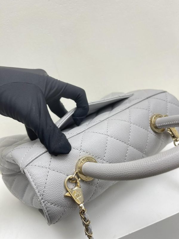 【95成新】CHANEL荔枝牛皮coco handle small 