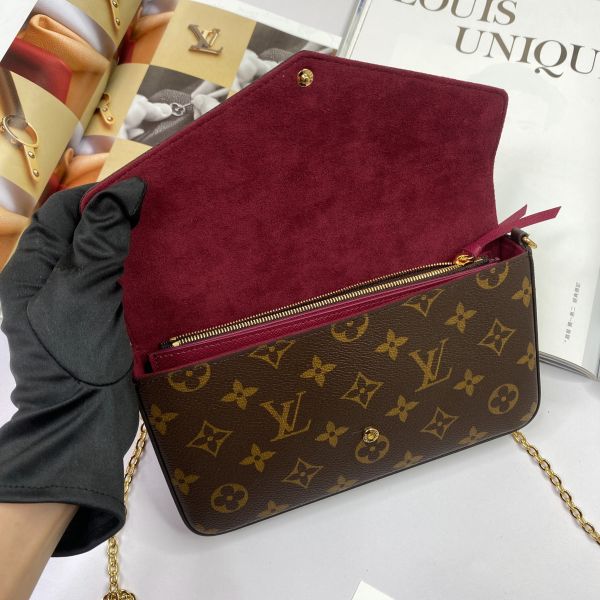 【12期0利率】【現金價】LV Pochette Félicie三合一肩背鍊包 新款絨布 