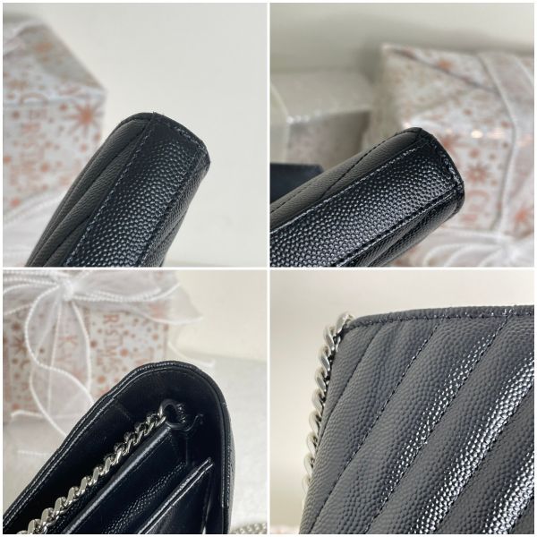 【12期0利率】YSL WOC 魚子醬鍊包 銀扣22.5CM【台灣購證】【95成新】 
