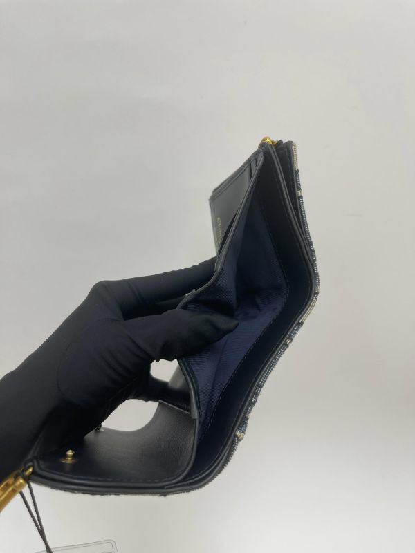 【閒置新品】DIOR SADDLE LOTUS 老花三折短夾 