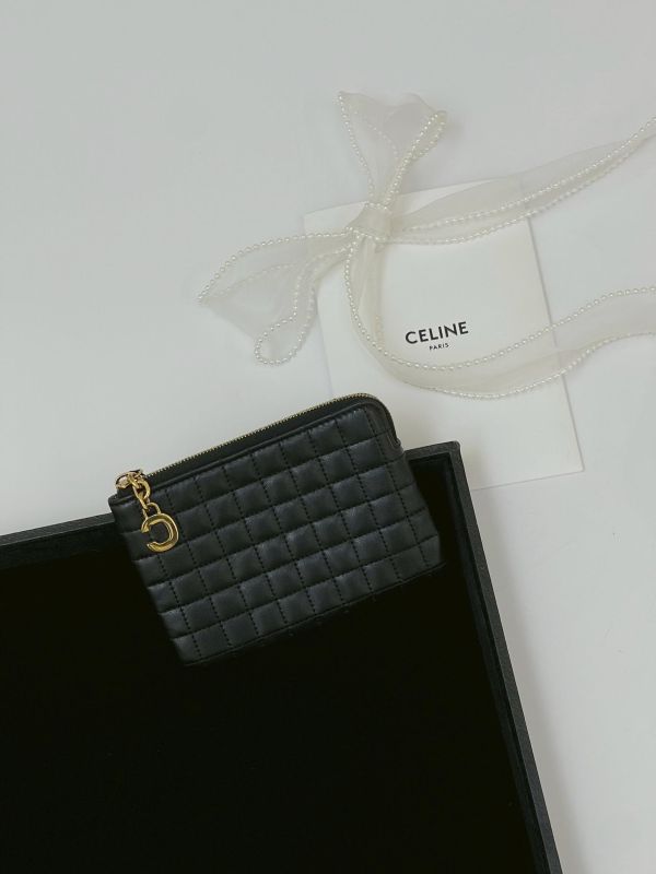 【95成新】CELINE C Charm 絎縫小牛皮零錢包 