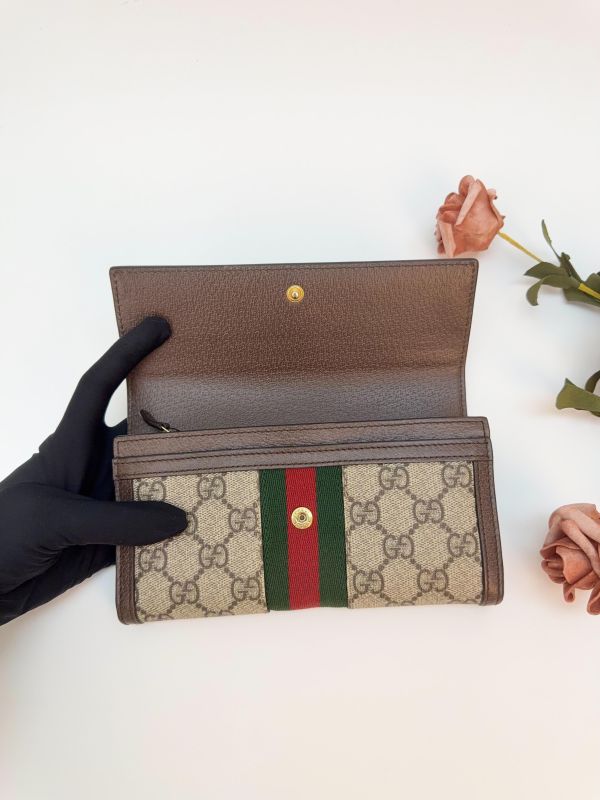 【9成新】GUCCI OPHIDIA 織帶扣式信封長夾 