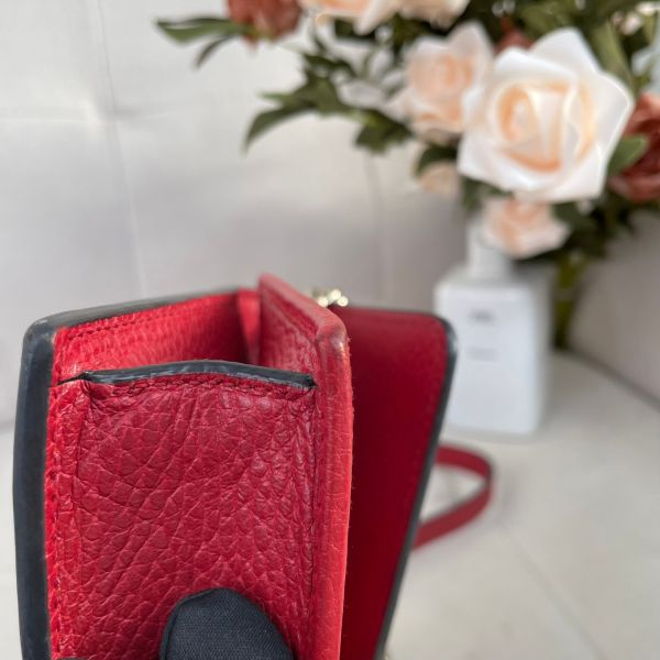 【85成新】【12期0利率】Gucci 皮革翻蓋單肩包-紅/金扣 