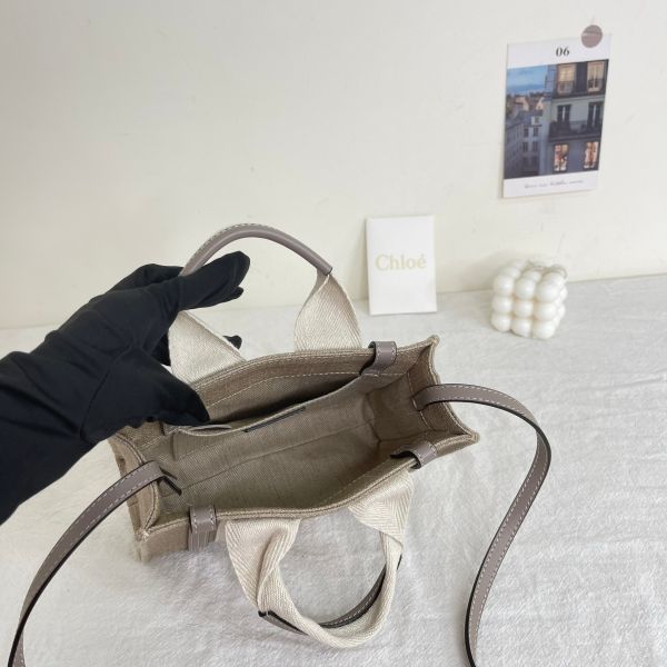 【12期0利率】CHLOE WOODY TOTE 迷你 灰紫色【99新】 