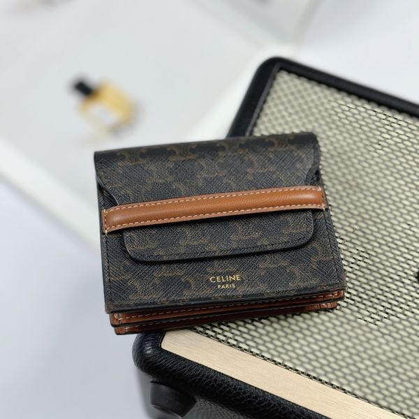 【12期0利率】CELINE 凱旋門翻蓋雙層卡包【9成新】 