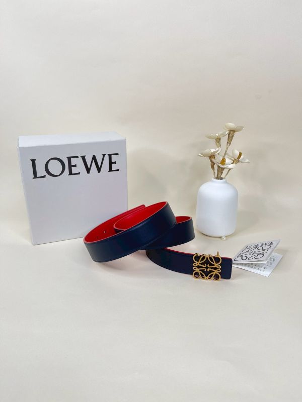 【分期0利率】LOEWE 光滑小牛皮雙面皮帶 3公分【95成新】 
