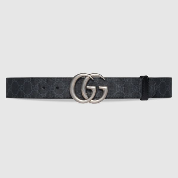 【12期0利率】【現金價17700】GUCCI GG Marmont雙面皮帶 黑灰 3.7公分 