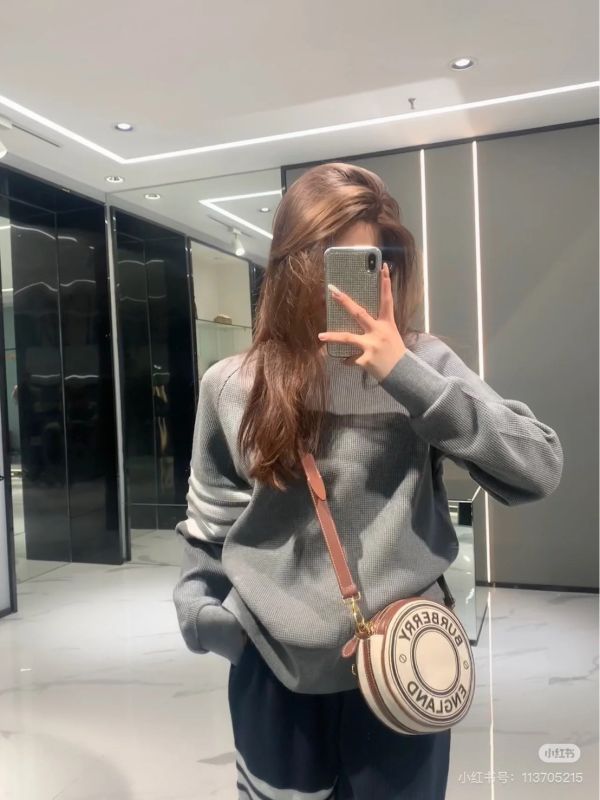 【分期0利率】BURBERRY Louise 徽標圖案棉質圓餅包【99成新】 