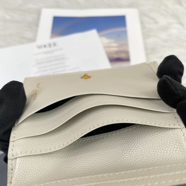 【12期0利率】YSL MONOGRAM粒面壓紋皮革兩摺錢包 【9成新】 