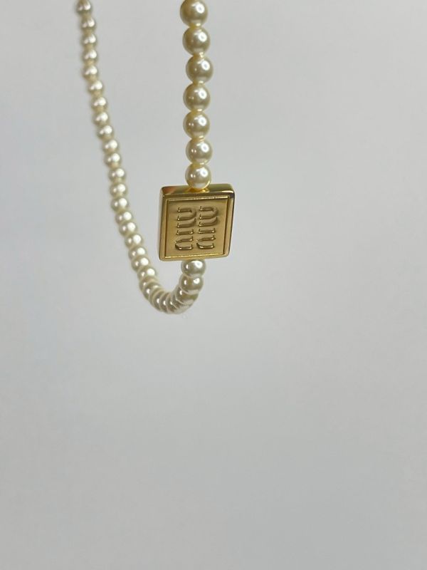 【全新品】MIUMIU 珍珠金屬頸鍊 