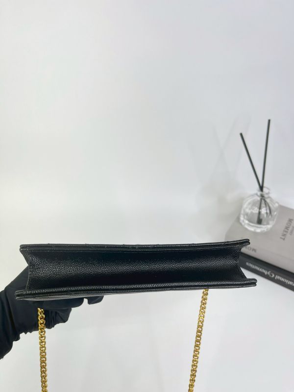 【9成新】YSL WOC 魚子醬鍊包黑金 19.5CM 