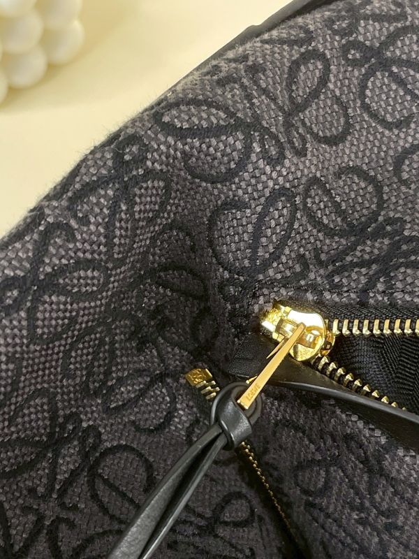 【分期0利率】LOEWE 皮革拼接帆布吊床包 【95成新】 