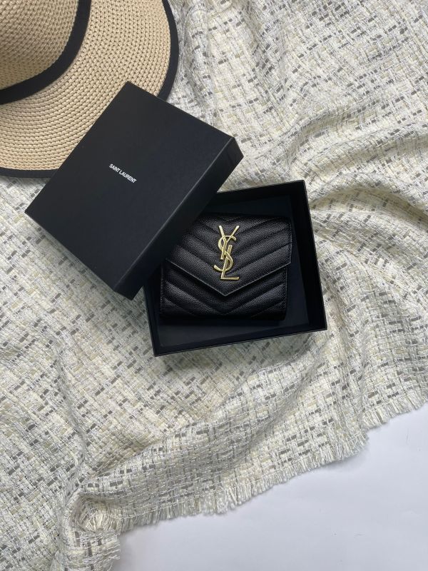 【分期0利率】YSL 魚子醬三折短夾 【9成新】 