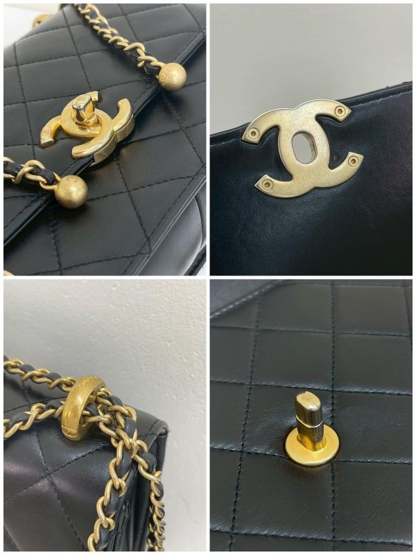 【9成新】CHANEL 雙金球口蓋包 
