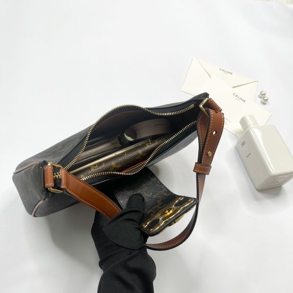 【12期0利率】CELINE AVA TRIOMPHE標誌印花牛皮革中號手袋【全新閒置】 