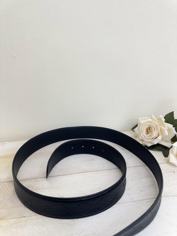 【9成新】GUCCI  Signature皮革皮帶 115CM 
