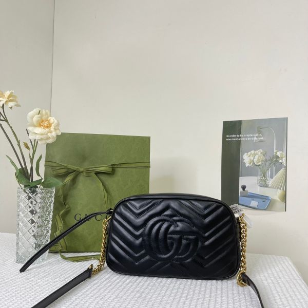 【12期0利率】GUCCI Marmont 相機包黑金【95成新】 