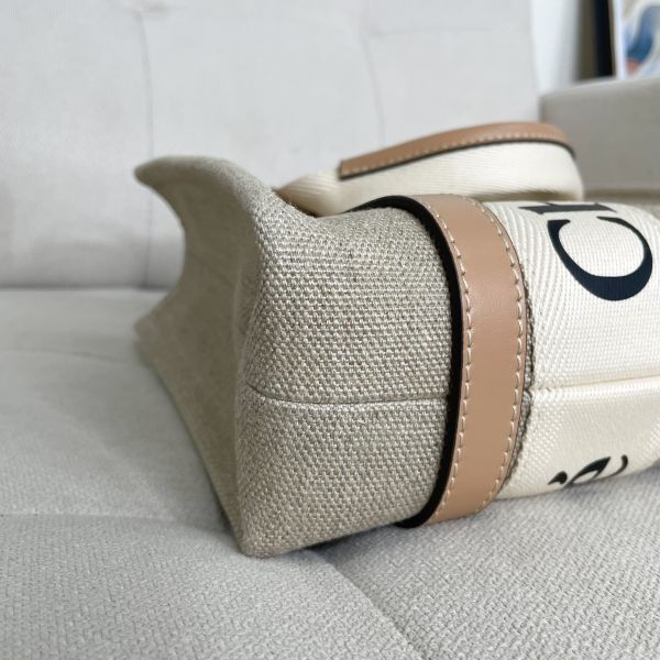 【12期0利率】【全新閒置】Chloé 刺繡背帶款小號Woody Tote Bag 奶茶色 