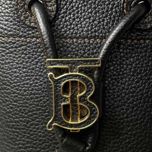 【12期0利率】BURBERRY TB Logo 小牛皮迷你水桶包黑色【95成新】【現金價26500】 