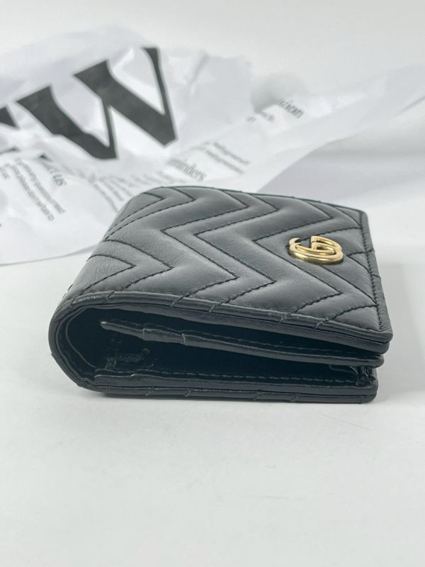 【9成新】GUCCI Marmont 愛心兩摺拉鍊零錢袋短夾 