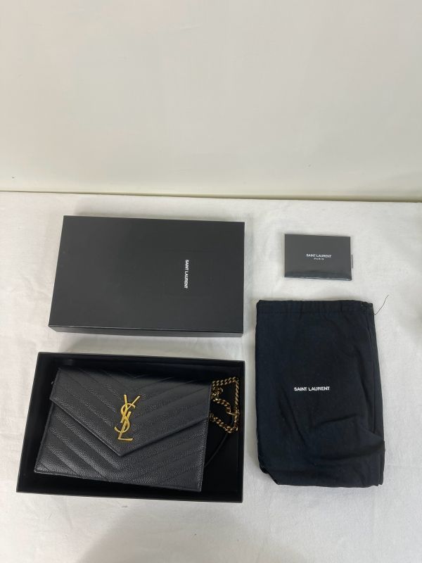 【分期0利率】YSL WOC 魚子醬鍊包黑金 19.5CM【95成新】 