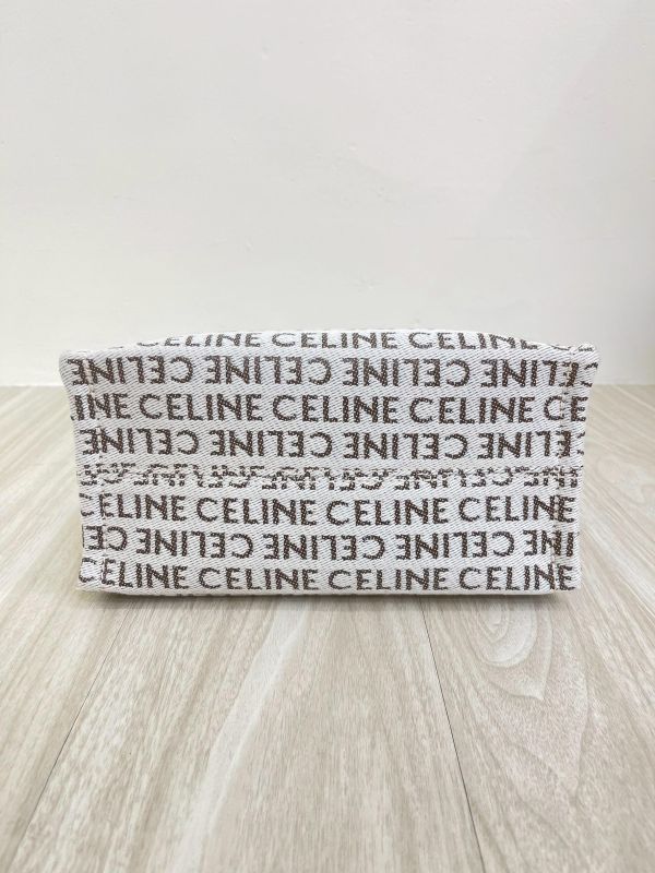 【未使用閒置品】CELINE 條紋織物小型Cabas Thais托特包 