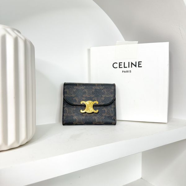 【12期0利率】CELINE凱旋門三摺短夾【99成新】 