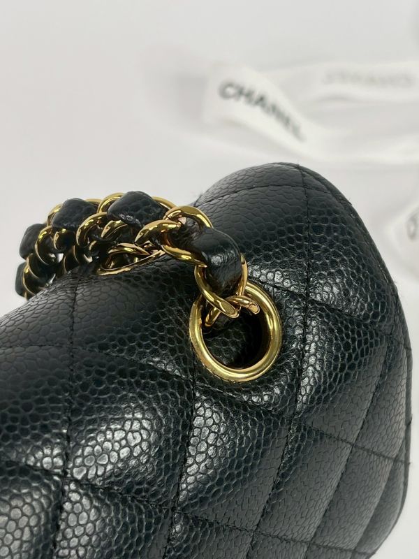 【95成新】CHANEL CF23黑色金扣荔枝防刮牛皮 