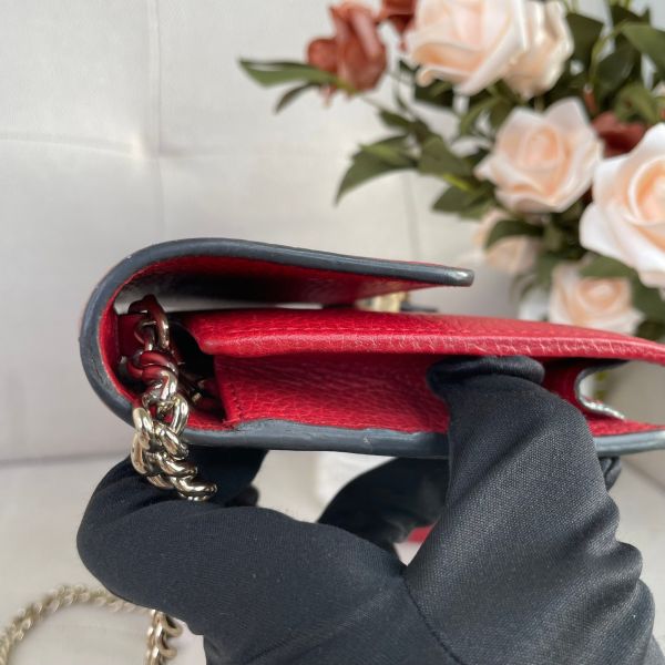 【85成新】【12期0利率】Gucci 皮革翻蓋單肩包-紅/金扣 