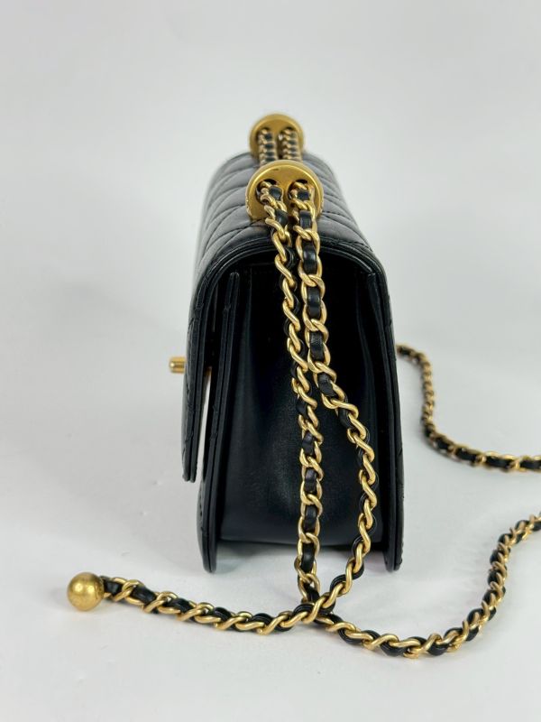 【99成新】CHANEL 雙金球迷你口蓋包 