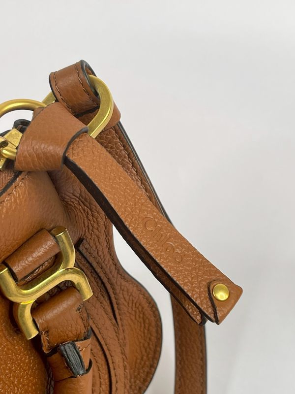 【95成新】CHLOE Marcie 粒面牛皮翻蓋迷你馬鞍斜背包 