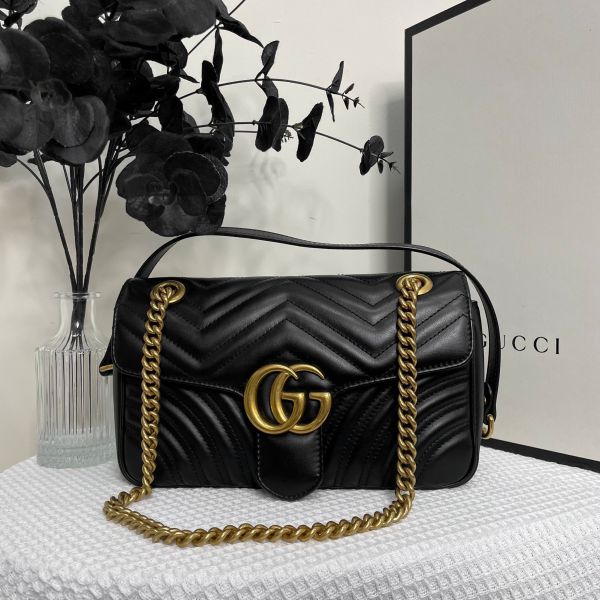 【99成新】【12期0利率】GUCCI GG Marmont 絎縫皮革小號單肩包 26公分 