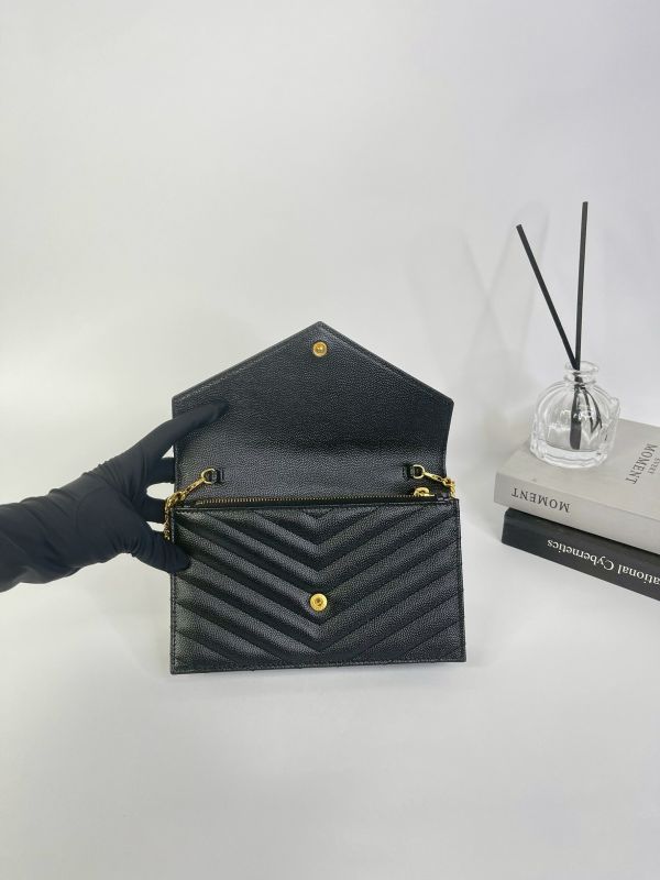 【9成新】YSL WOC 魚子醬鍊包黑金 19.5CM 