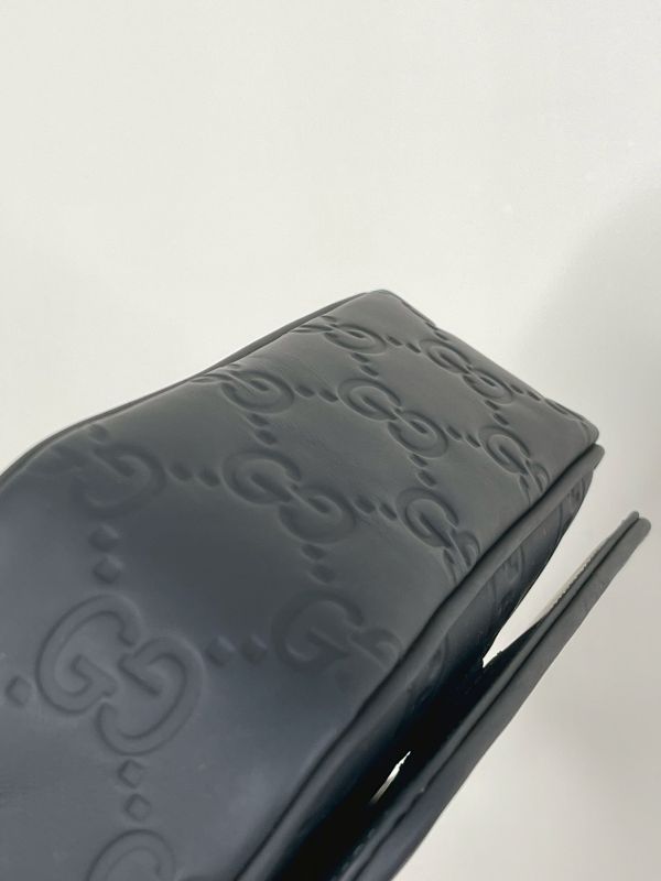 【分期0利率】GUCCI 黑色皮革GG超迷你側背包【99成新】 