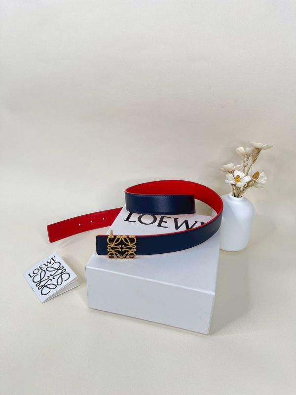 【分期0利率】LOEWE 光滑小牛皮雙面皮帶 3公分【95成新】 