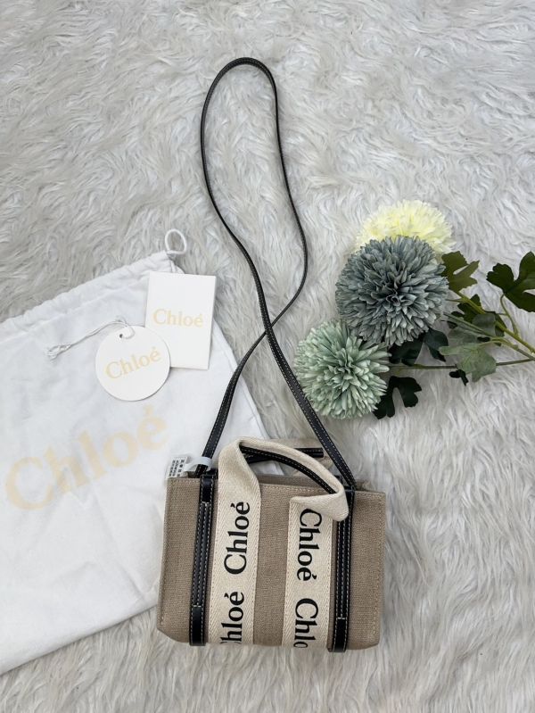【12期0利率】CHLOE WOODY TOTE 迷你 深藍色【9成新】 