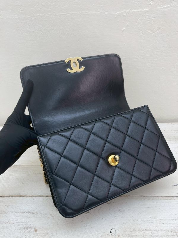 【9成新】CHANEL 雙金球口蓋包 