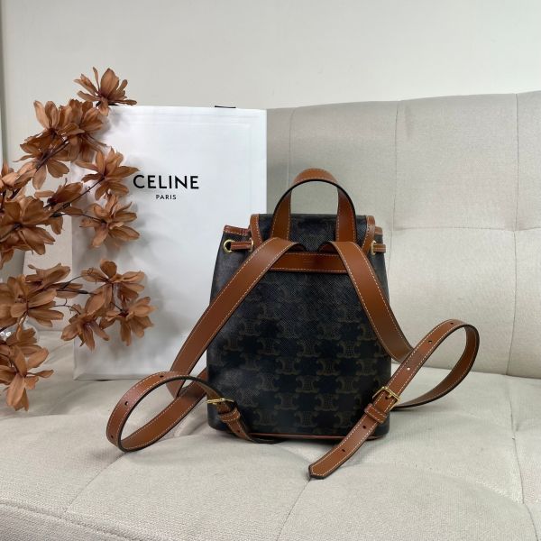 【12期0利率】CELINE TRIOMPHE 帆布及小牛皮迷你型 FOLCO 背包【僅試背】 